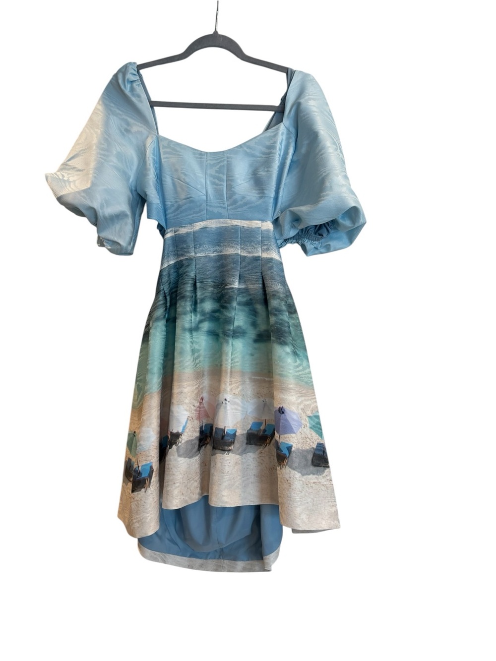 Karen Millen Light Blue Scenic Print Mini Dress